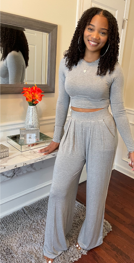 "Out the Office" Grey Pants Set